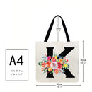 Alphabet flowers Printed Shoulder Shopping Bag Casual Large Tote Handbag K