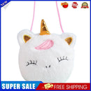 Kids Plush Cartoon Licorne Handbag Zipper Mini Casual Crossbody Bag (White)