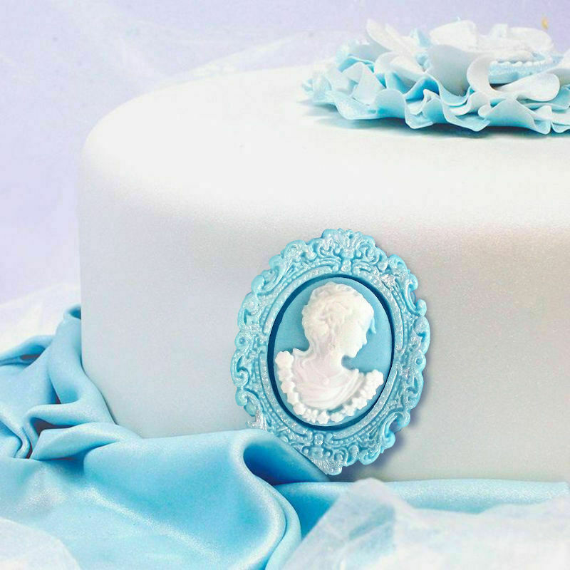 Woman Cameo Mirror Fondant Moulds Cake Decorating Mold Bakeware Sug Frame B3C7