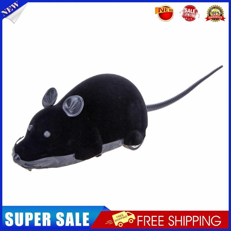 Wireless Electric RC Flocking Rat Toys Pet Cat Remote Control Mouse (Black)