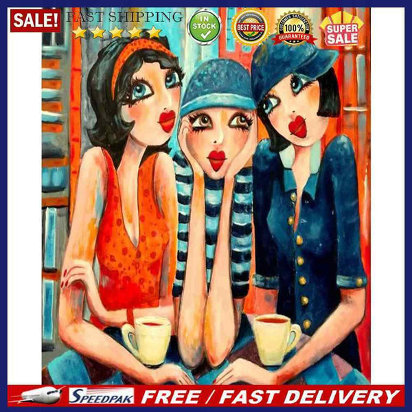 Oil Paint By Numbers 3 Fashion Sisters Hand Painted Drawing Set No Frame Gi
