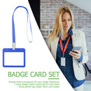 Double Sided ID Card Protector Waterproof Name Badge Holder (Dark Blue)