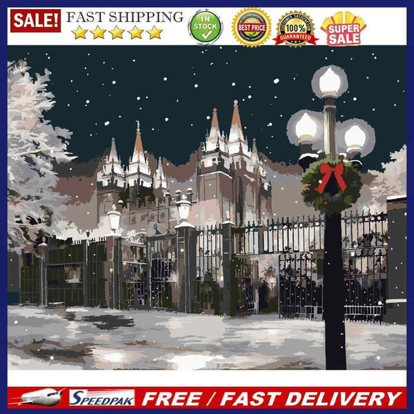 Castle in Snow Colouring Oil Canvas Picture DIY Hand Painted Paint By Number Kit