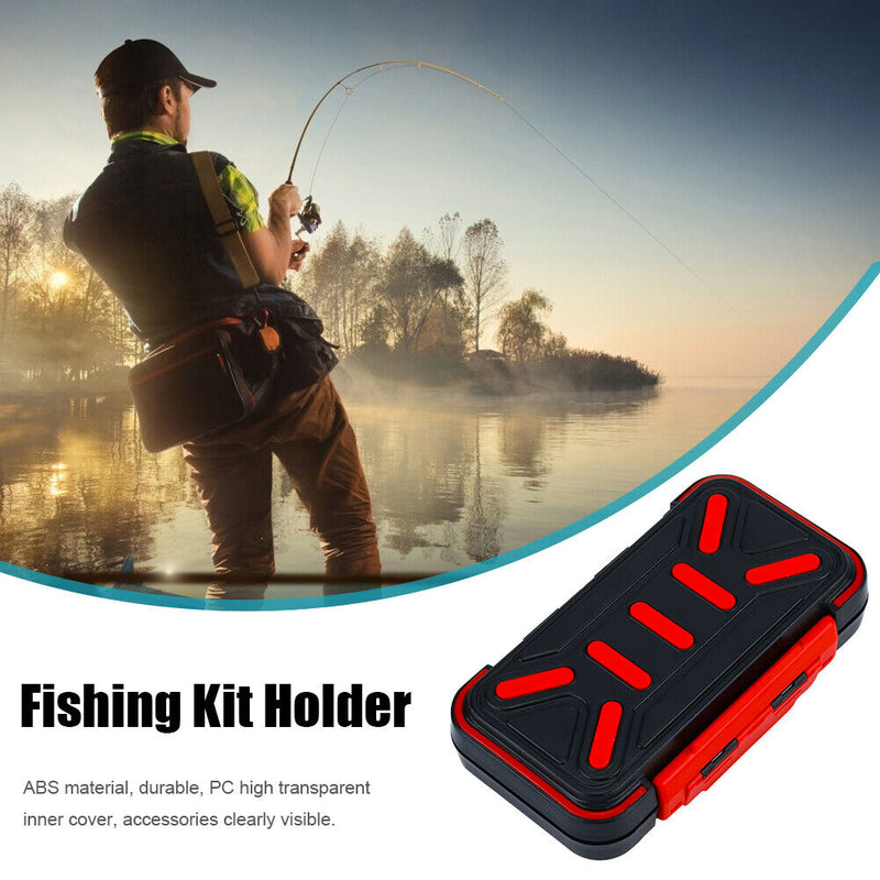 Fishing Waterproof Fish Tackle Box Double-Side Hook Bait Case (Black Red M)