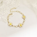 Adjustable Ring Small Daisy Bracelet Cuff Bangles Hand Chain Flowers Bracelet