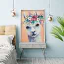 5D DIY Full Round Drill Diamond Painting Wreath Alpaca Mosaic Rhinestone Drawing