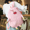 Women Canvas Lovely Cartoon Pig Shape Causal Backpack Shoulder Bag(Pink)
