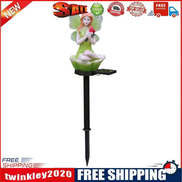 Solar Flower Fairy Light Outdoor Pixie Lawn Stake Lamp Garden Decor (Green)