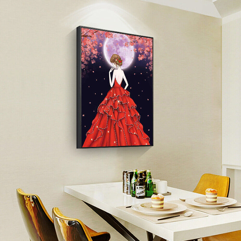 Special Shaped Ornaments Red Dress Girl Mosaic Kit DIY 5D Art Diamond Painting