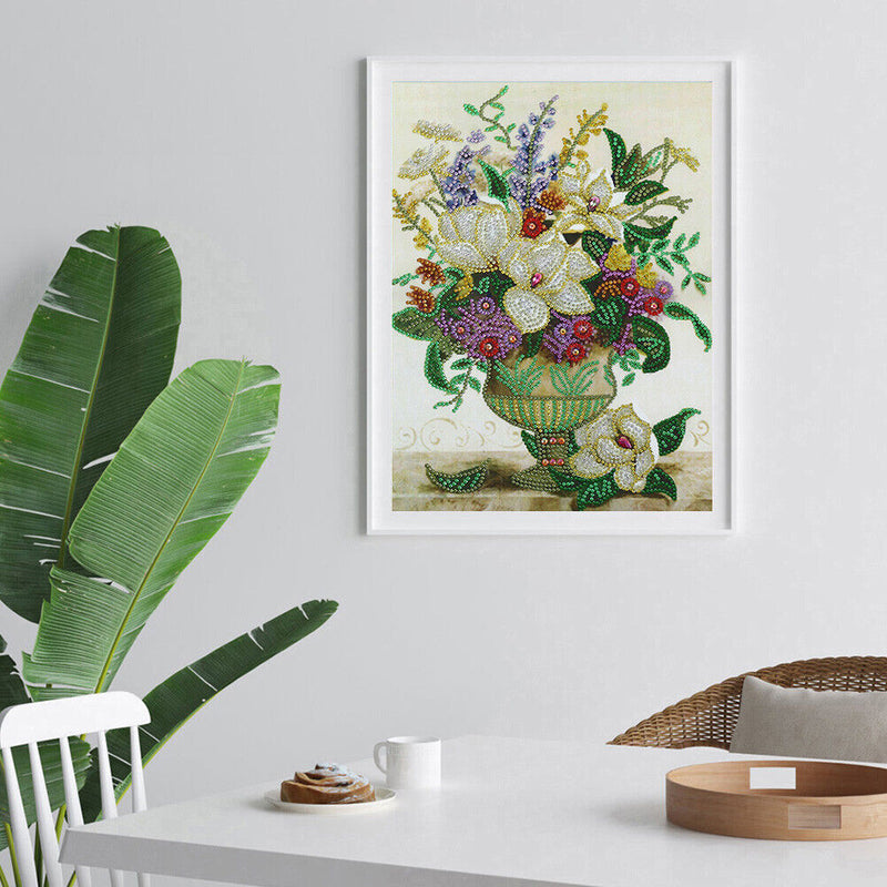 Handmade 5D DIY Special Shaped Diamond Painting Flower Vase Picture Kit Newly