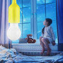 LED Hanging Light Bulb Battery Powered Colorful Pull Cord Bulbs (Yellow) Newly