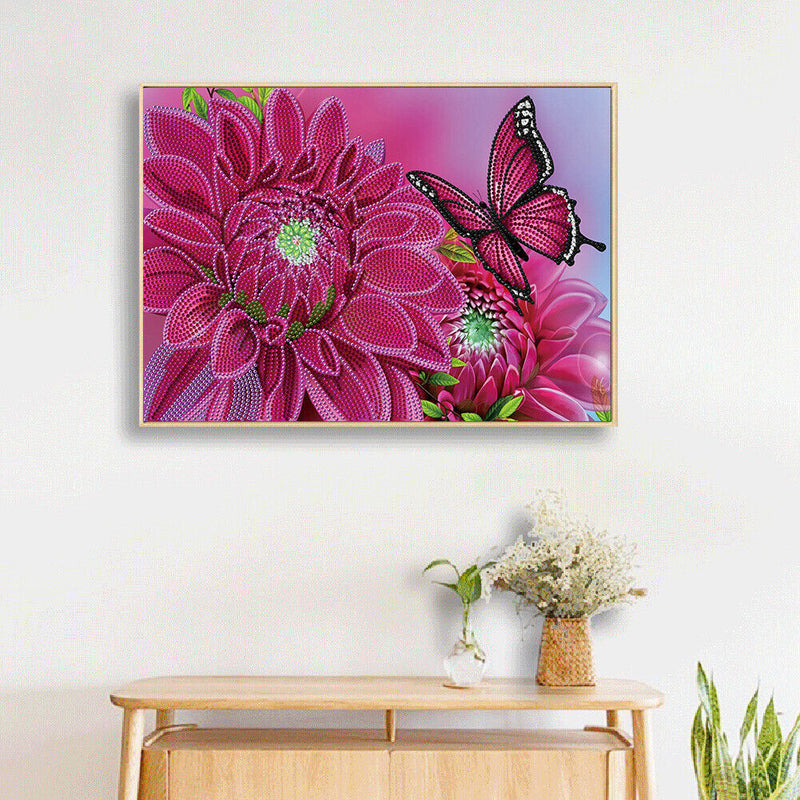5D Special Shaped Diamond Painting Flower Butterfly DIY Rhinestone Mosaic Wall