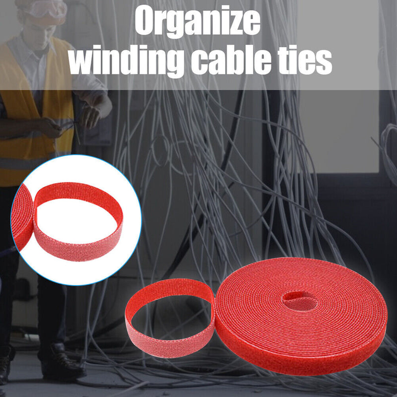 1m Durable Self Adhesive Cable Fastener Tape Wire Strap (Red 100x1cm)