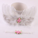 Boy Girl Flowers Angel Wings + Headband Set Photograph Props Outfits Feather