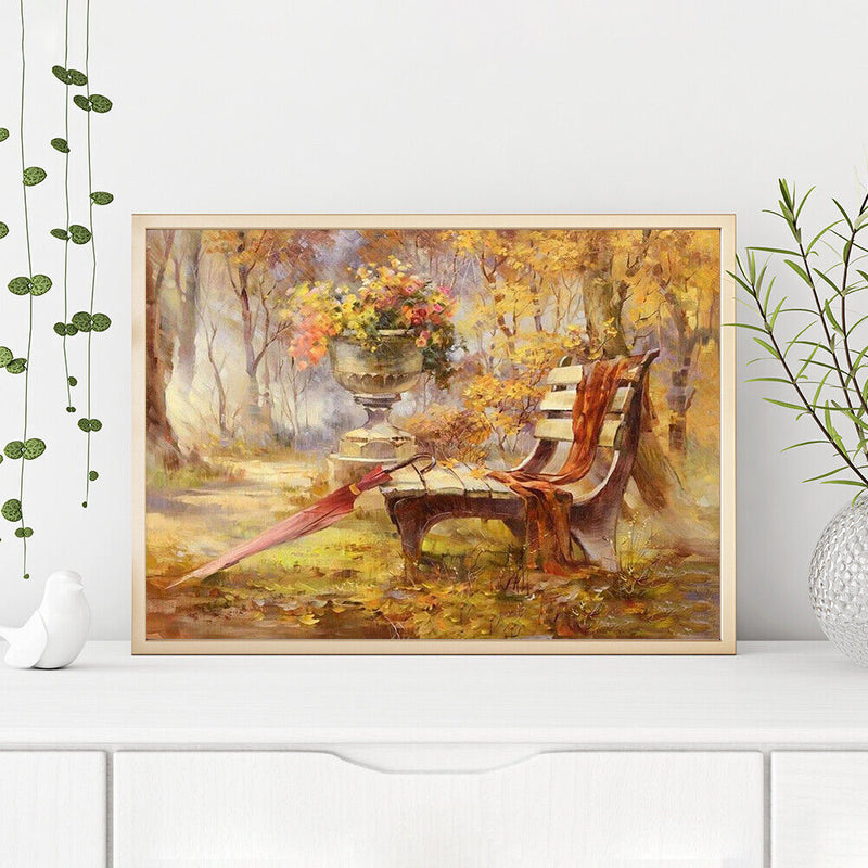 Frameless Oil Painting Arts Picture By Number Bench Umbrella Hand Painted Cra