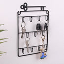 Iron Coat Hat Organizer Rack Wall Mounted 11 Hangers Hooks Key Storage Holder