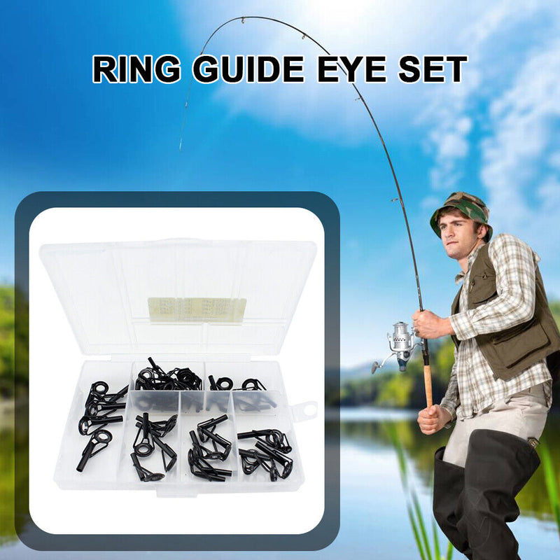 40pcs Fishing Rod Line Guides Eyes Sets Tip Top Ring Circle Pole Fishing Tackle