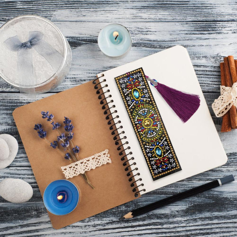 DIY Special Shaped Diamond Painting Creative Leather Bookmarks with Tassel