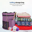 DIY Knitting Storage Bag Portable Yarn Tote Crochet Hooks Holder (Rose Red)