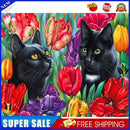 Black Cat in Flowers Oil Paint By Numbers Kit DIY Acrylic Painting Picture
