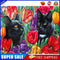 Black Cat in Flowers Oil Paint By Numbers Kit DIY Acrylic Painting Picture