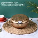 Deep Fryer Pot Japanese Style Pot with Lid & Oil Drip Drainer Rack for Kitc