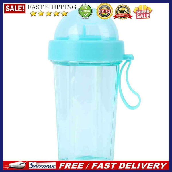 Large Capacity Dual Straw Cup Outdoor Student Drinking Beverage Water Bottl