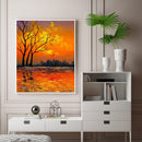 Paint By Numbers DIY Lake Sunset Painted on Canvas Oil Picture Craft Wall Decor
