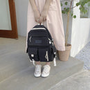 #A Simple Canvas Backpack Large Capacity College Student Hit Color Laptop School
