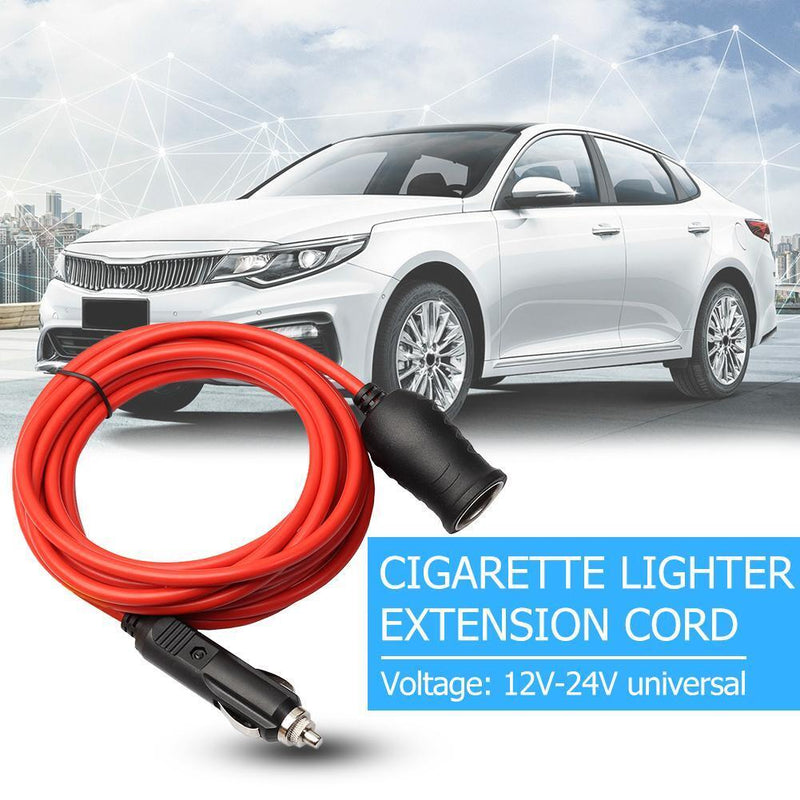 12V 24V 10A Car Cigarette Lighter Extension Cord Cable Plug to Socket 12ft Red