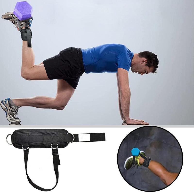Fitness Ankle Straps For Cable Machine Exercise Leg & Glute D Ring.