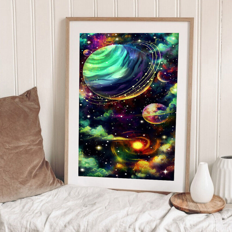 Planets in Sky Oil Paint By Numbers Kit DIY Drawing for Adults Home Decoration