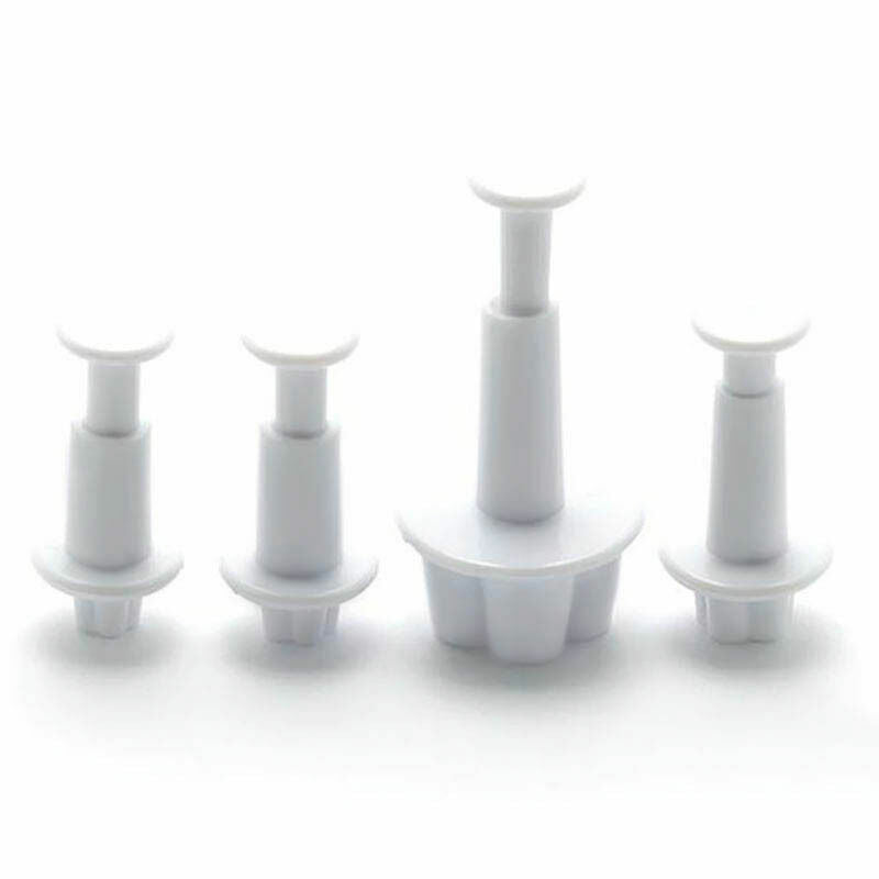 4x Plum Flower Icing Cutter Fondant Cake Sugar Decor Kitchen Plunger Tool H7D2