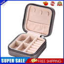 Portable PU Jewelry Box Square Rings Studs Zipper Display Container (Black)