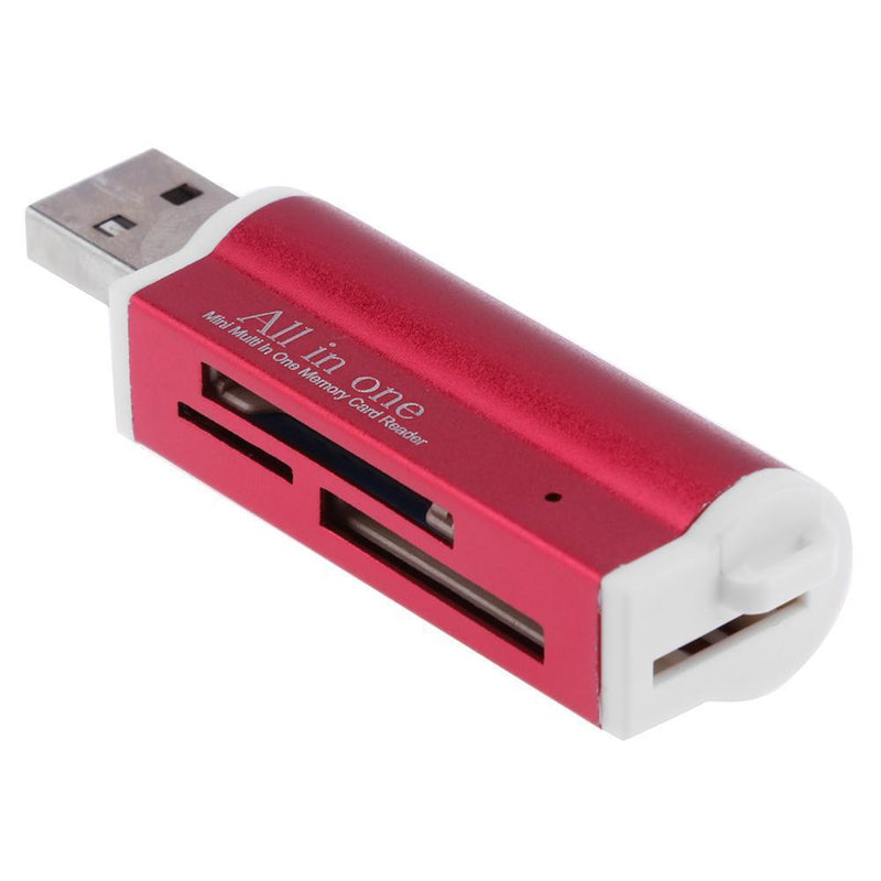 USB2.0 4 in 1 Multi Memory Card Reader for SD/SDHC/Mini SD/MMC/TF (Red) Newly