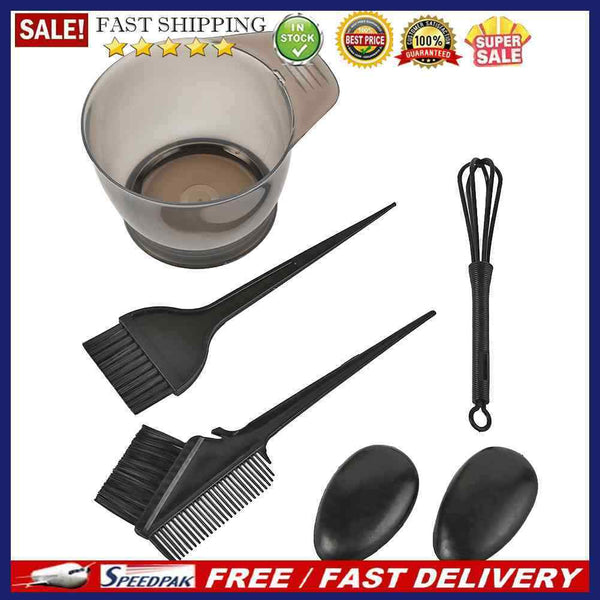 5pcs Hair Dye Bowl +3 Brush + 1 Ear Shield Combo Plastic Salon Hairdressing
