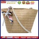 Summer Straw Woven Silk Scarf Messenger Bag Casual Women Vacation Large Handbags