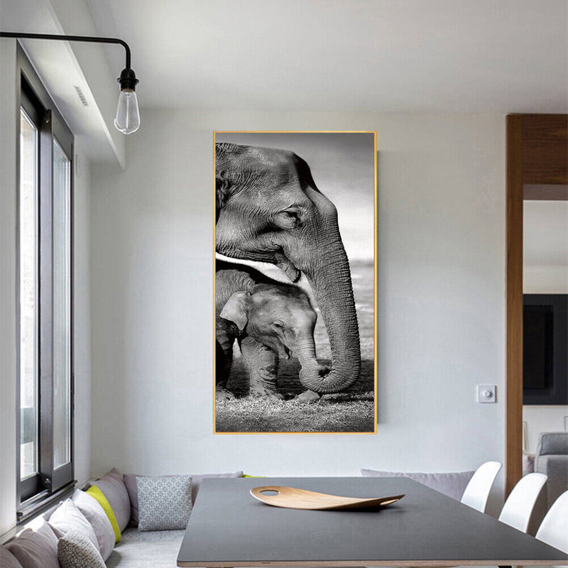 Elephant Mom and Kid Oil Paint By Numbers DIY Home Decoration Gift Wall Art Kit