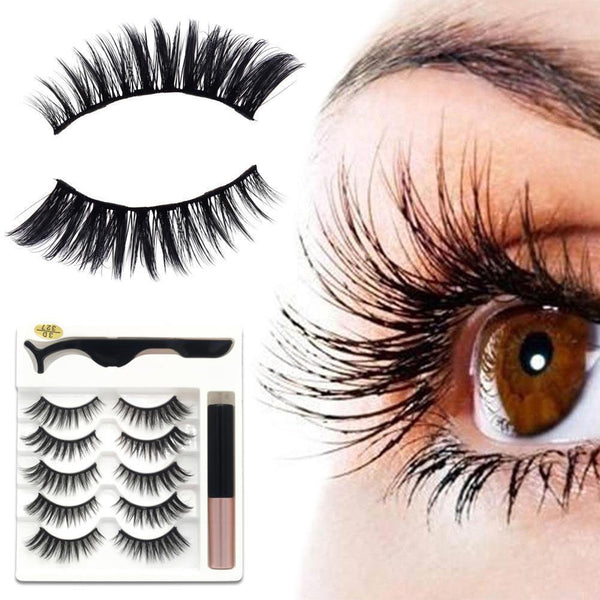 5 Pairs Reusable 5 Magnetic Eyelashes Magnetic Eyeliner and Kits Lashes Q9R8