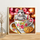Teacup Mouse Frameless Picture Oil Paint By Numbers Hand Painted Art Picture
