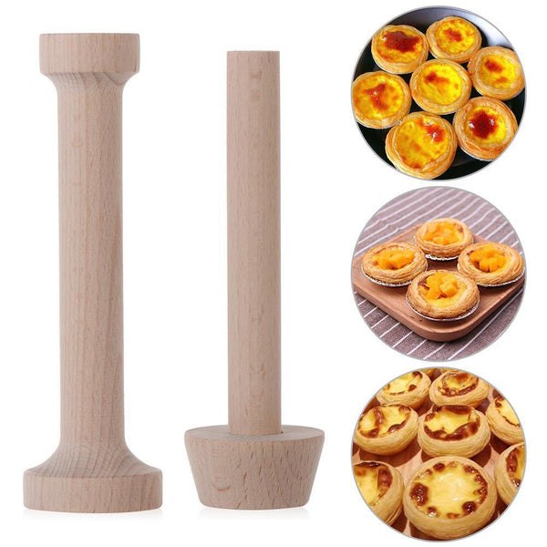 Double Side Eggtart Mold Pastry Pusher Wooden Egg Tart Tamper Cake Tools