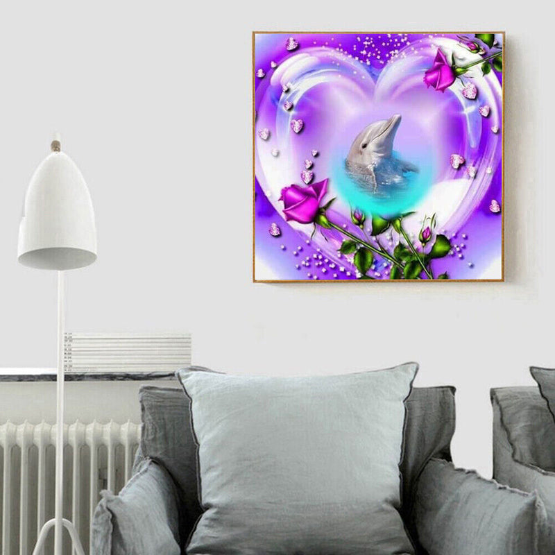 Love Dolphin 5D DIY Full Round Drill Diamond Painting Hanging Mosaic Crafts
