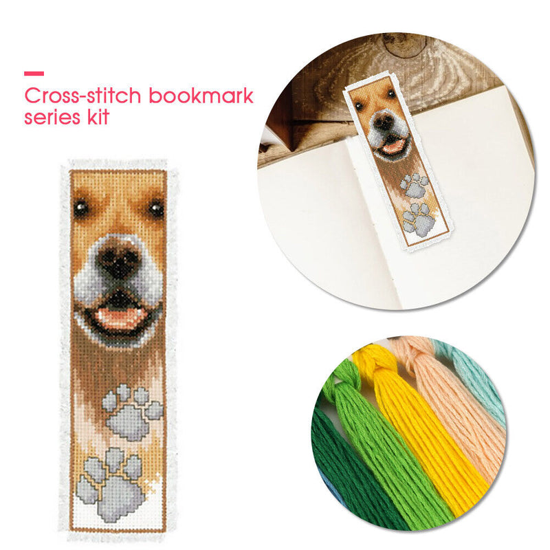 2pcs Animal 2-Strand 14CT Counted Cross Stitch Bookmarks (Dog- XJL013)