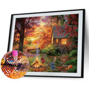 5D DIY Diamond Painting Kits Dusk Bonfire Full Round Drill Wall Decor Art C