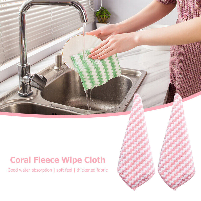 Water Ripples Clean Towel Coral Fleece Highly Absorbent Wipe Cloths (Pink) Newly