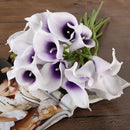 20pcs Calla Bridal Wedding Bouquet  Latex Real Feeling Flower Purple