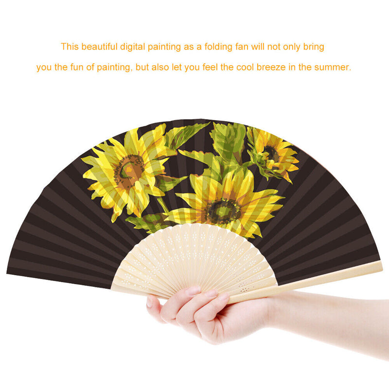 Folding Fans Flowers DIY Painting By Numbers Fans Art Craft Home Decor for Gi