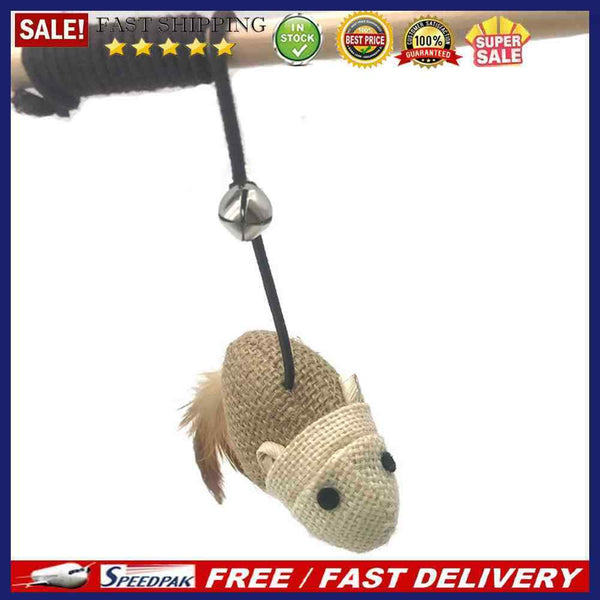 Pet Cat Teaser Interactive Toys Sisal Feather Wood Wand Catcher Stick Bitin