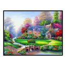 Bridge Villa 11CT Stamped Full Cross Stitch DIY Embroidery Handmade Cotton Art