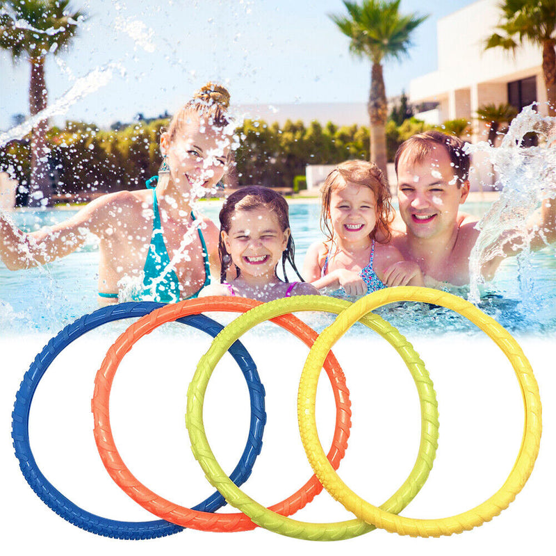 4pcs Throwing Toys Funny Underwater Training Kids Summer Diving Rings Water